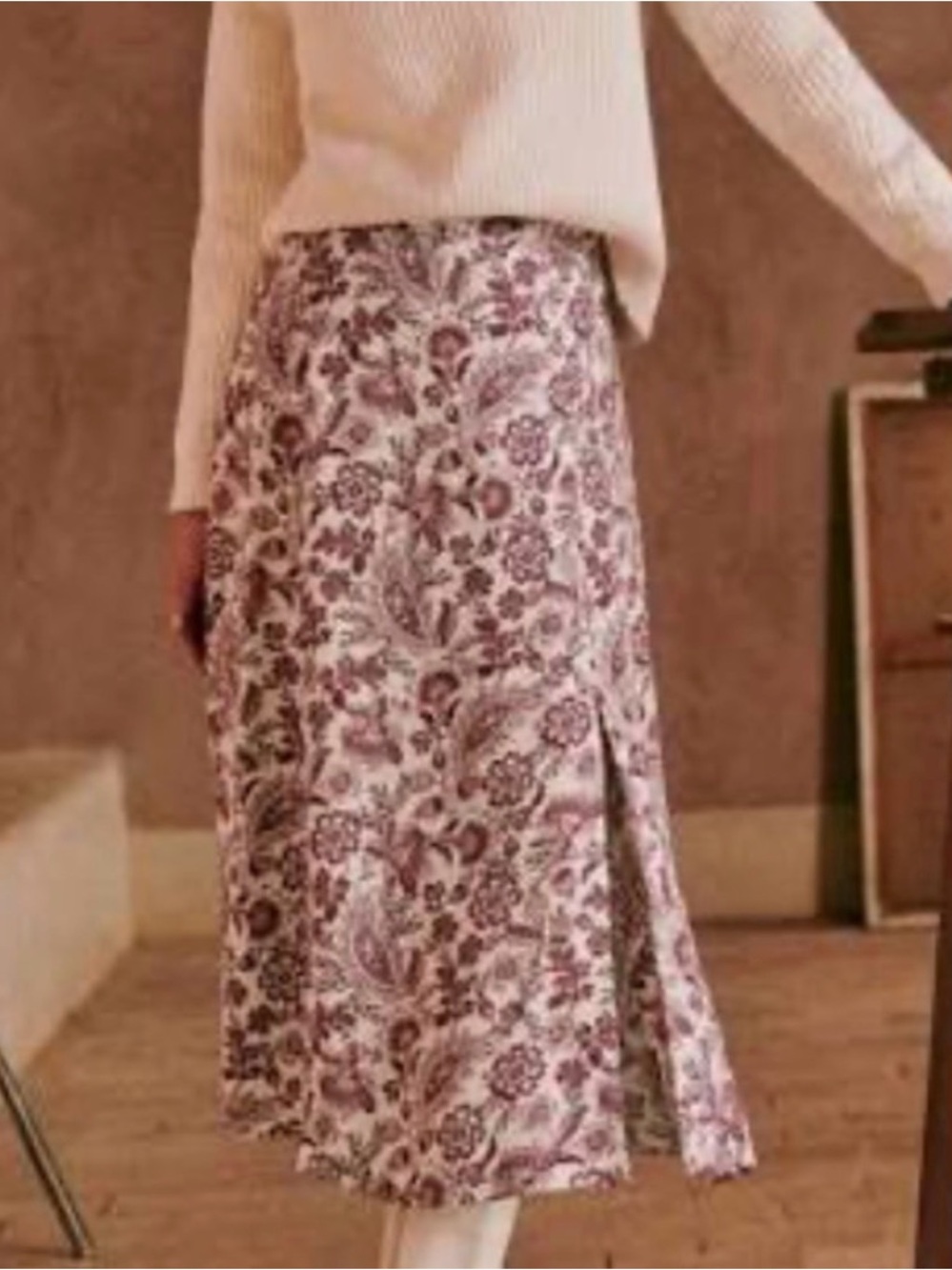 Sezane Tabata Skirt Ghalia Ecru Print - Picture 3 of 8